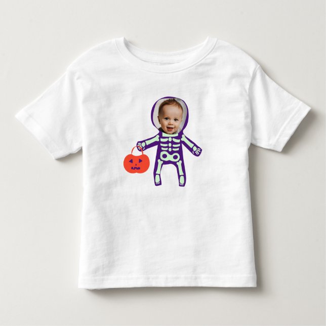 T-shirt Pour Les Tous Petits Coupe photo personnalisée ou traiter squelette Hal (Devant)