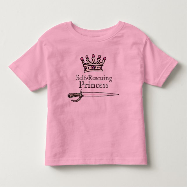 T-shirt Pour Les Tous Petits Courageux, Épée, AutoSecourue, Princesse, Féminist (Devant)