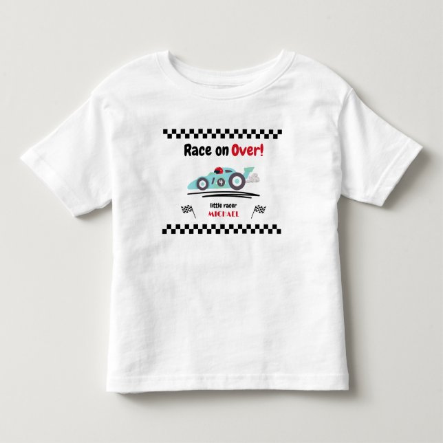 T-shirt Pour Les Tous Petits Course Anniversaire Tout Âge sur Voiture de Course (Devant)