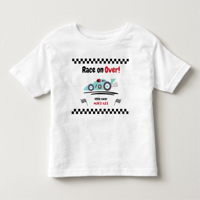 T-shirt Pour Les Tous Petits Course de fête d'anniversaire tout âge sur voiture (Devant)