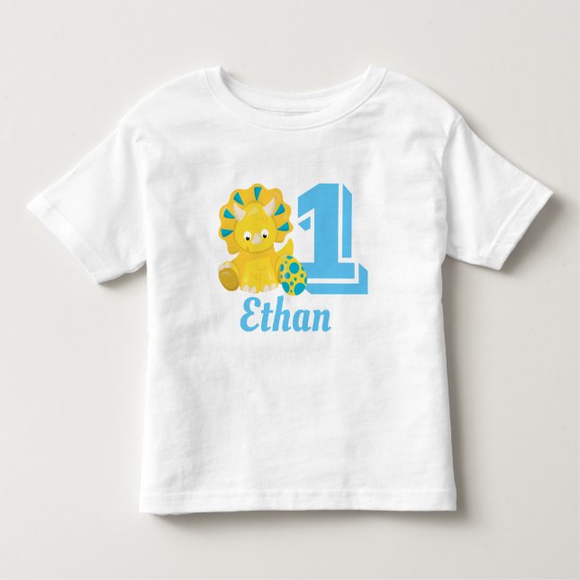 T-shirt Pour Les Tous Petits Coutume. Dinosaure. Le ęr anniversaire du garçon (Devant)