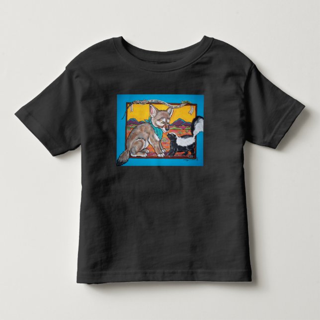 T-shirt Pour Les Tous Petits Coyote Pup et Skunk Southwest Faune Humoristique (Devant)