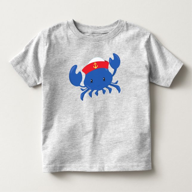 T-shirt Pour Les Tous Petits Crabe marin, Crabe mignon, Casquette marin, Mer, V (Devant)