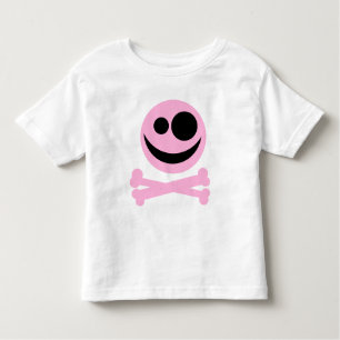 T-shirt Pour Les Tous Petits Crâne et os croisés. Rose et noir