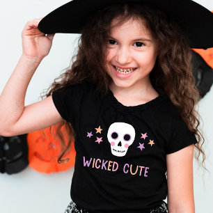 T-shirt Pour Les Tous Petits Crâne mignon pastel et étoiles Halloween