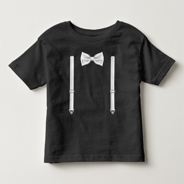 T-shirt Pour Les Tous Petits Cravate De Bow Avec Suspendants - Bowtie Pour Mari (Devant)