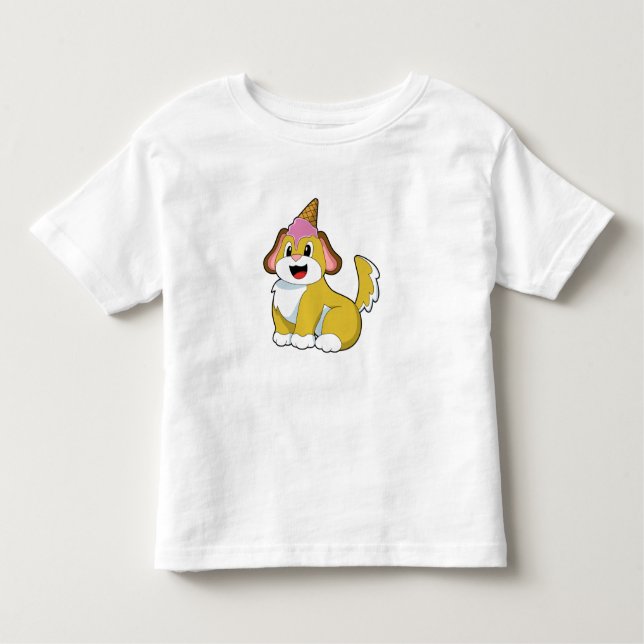 T-shirt Pour Les Tous Petits Crème glacée Chien avec gaufre (Devant)