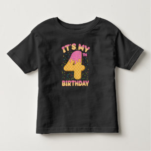 T-shirt Pour Les Tous Petits Crème glacée mignonne C'est mon 4ème anniversaire