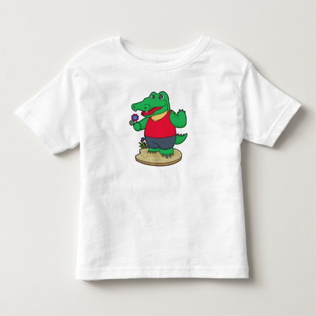 T-shirt Pour Les Tous Petits Crocodile aux fleurs (Devant)