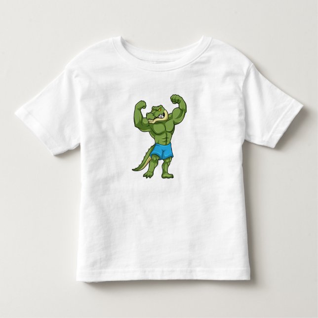 T-shirt Pour Les Tous Petits Crocodile comme Bodybuilder extrême (Devant)