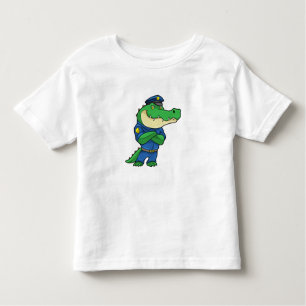 T-shirt Pour Les Tous Petits Crocodile en tant qu'officier de police en uniform