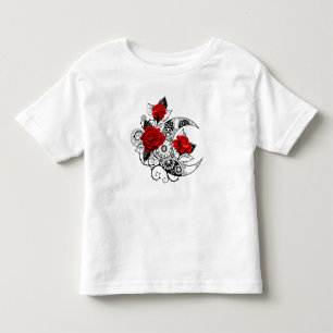 T-shirt Pour Les Tous Petits Croissant mécanique avec roses rouges