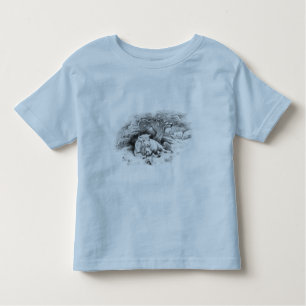 T-shirt Pour Les Tous Petits Croquis vintage de vache et de chat