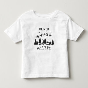 T-shirt Pour Les Tous Petits Croyance personnalisée Santa traîneau Noël corresp