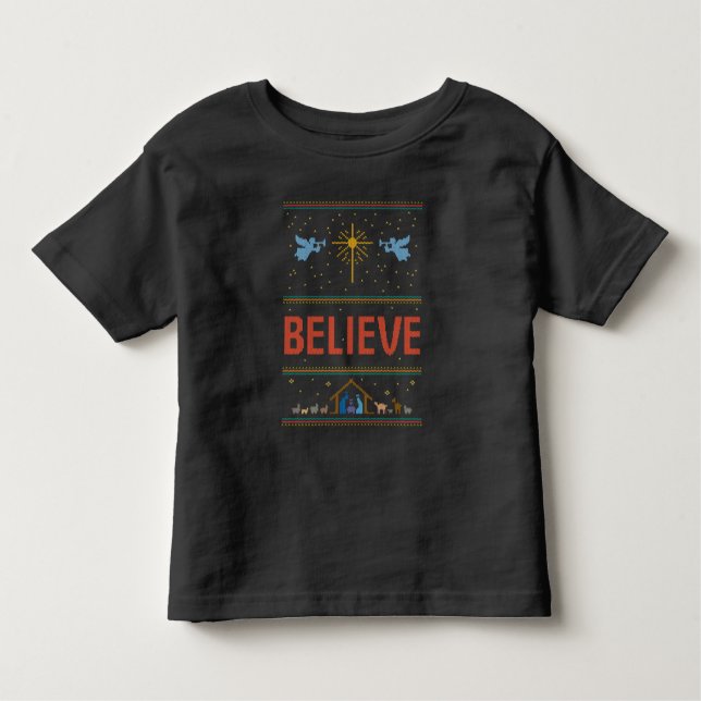 T-shirt Pour Les Tous Petits CROYEZ VRAIMENT Chandail de Noël chrétien Jésus Di (Devant)