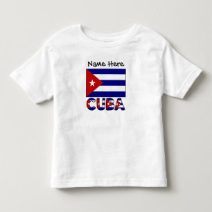 T-shirt Pour Les Tous Petits Cuba et Drapeau Cubain Bleu Foncé Personnalisé