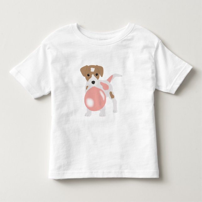 T-shirt Pour Les Tous Petits Cube Bubble Gum Chien Chien Chiot Poussant Bubble (Devant)