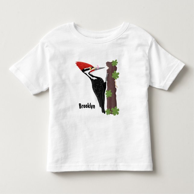 T-shirt Pour Les Tous Petits Cue drôle Pileated woodpecker dessin d'illustratio (Devant)