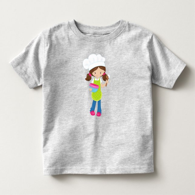 T-shirt Pour Les Tous Petits Cuisson, Boulanger, Boulangerie, Jolie Fille, Chev (Devant)