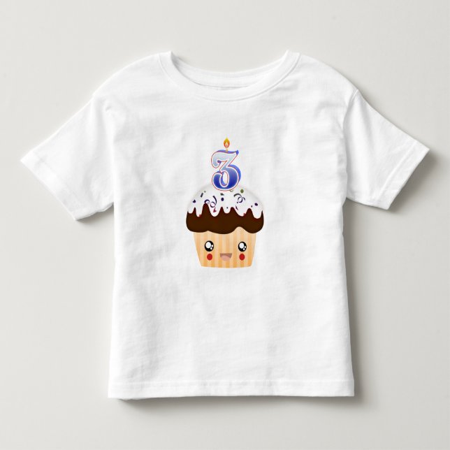 T-shirt Pour Les Tous Petits Cupcake T 3 ans - Bleu (Devant)