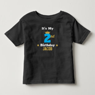 T-shirt Pour Les Tous Petits Cute 2e anniversaire Gold Crown & Stars Personnali