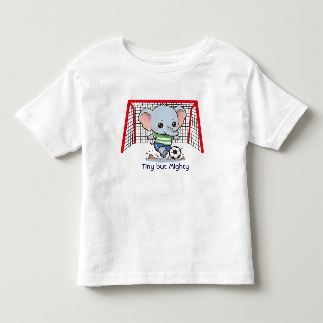 T-shirt Pour Les Tous Petits Cute Baby Elephant Playing Soccer  (Devant)