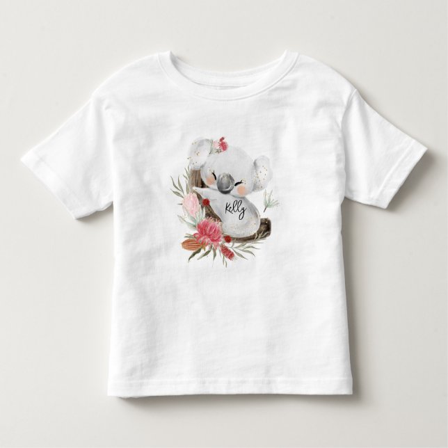 T-shirt Pour Les Tous Petits Cute Baby Koala Gold Speckle Nom personnalisé (Devant)