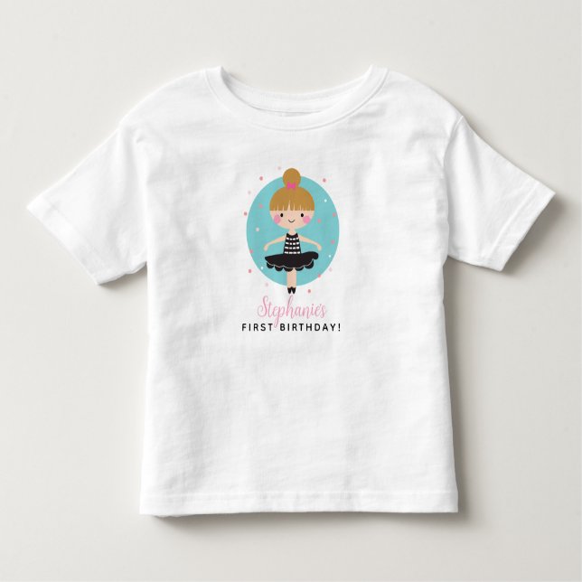 T-shirt Pour Les Tous Petits Cute Ballerina en Robe Noire Anniversaire de enfan (Devant)
