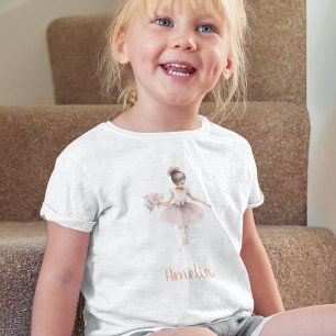 T-shirt Pour Les Tous Petits Cute Ballerina Personnalisée Anniversaire Fille Ro