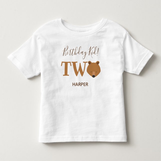 T-shirt Pour Les Tous Petits Cute Bear Two Name Second 2e anniversaire (Devant)