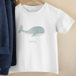T-shirt Pour Les Tous Petits Cute Blue Whale with Personalized Name<br><div class="desc">This adorable whale adds a fun touch to this toddler boy shirt. Add a first name or other text for a personalized touch,  or remove,  per your preference. Makes a great custom gift for a birthday,  Christmas,  or other holiday!</div>