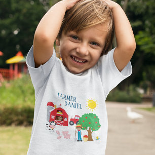 T-shirt Pour Les Tous Petits Cute Cartoon Barnyard Animaux, Fermier et tracteur
