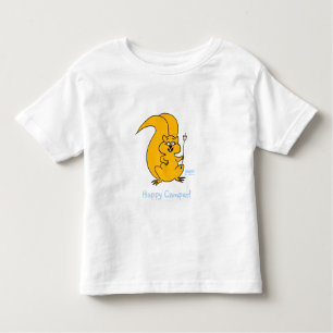 T-shirt Pour Les Tous Petits Cute Cartoon Squirrel Happy Camper Marshmallows