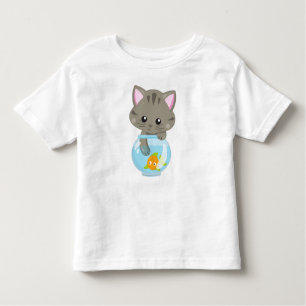 T-shirt Pour Les Tous Petits Cute Chat, Petit Chat, Kitty, Kitten, Poisson Bowl