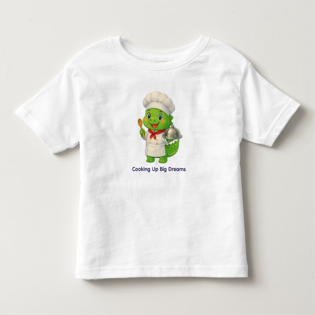 T-shirt Pour Les Tous Petits Cute Chef Dinosaur – Dino Jobs (Devant)