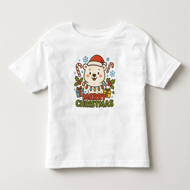T-shirt Pour Les Tous Petits Cute Christmas Bear Illustration (Devant)