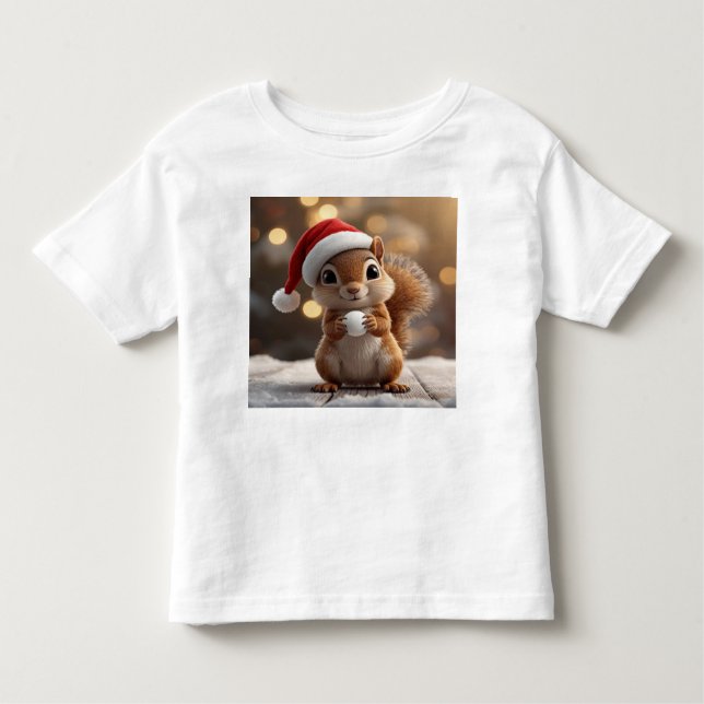 T-shirt Pour Les Tous Petits Cute Christmas Squirrel Toddler Jersey Tee (Devant)
