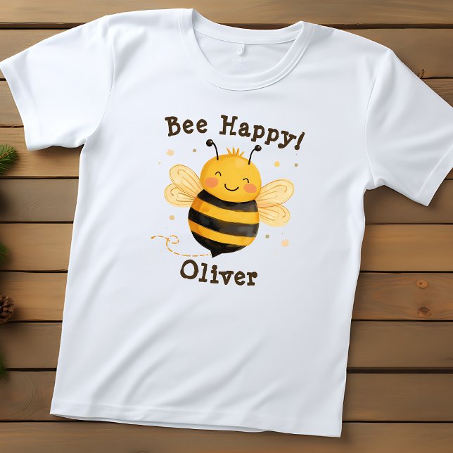 T-shirt Pour Les Tous Petits Cute Chubby Bumblebee "Bee Happy" (Créateur téléchargé)