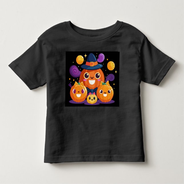 T-shirt Pour Les Tous Petits Cute Citrouille Family Vector Art (Devant)