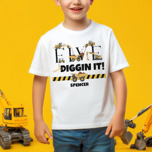 T-shirt Pour Les Tous Petits Cute Construction Camion Camion Boy 5e anniversair