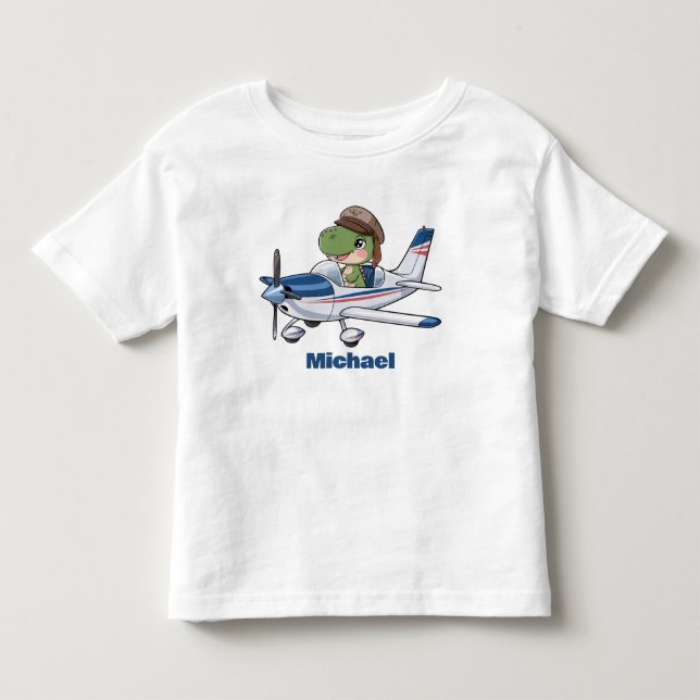 T-shirt Pour Les Tous Petits Cute Dinosaur Avion Cessna Volant, Personnalisé (Devant)