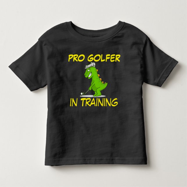 T-shirt Pour Les Tous Petits Cute Dinosaur Pro Golfer dans l'entraînement (Devant)