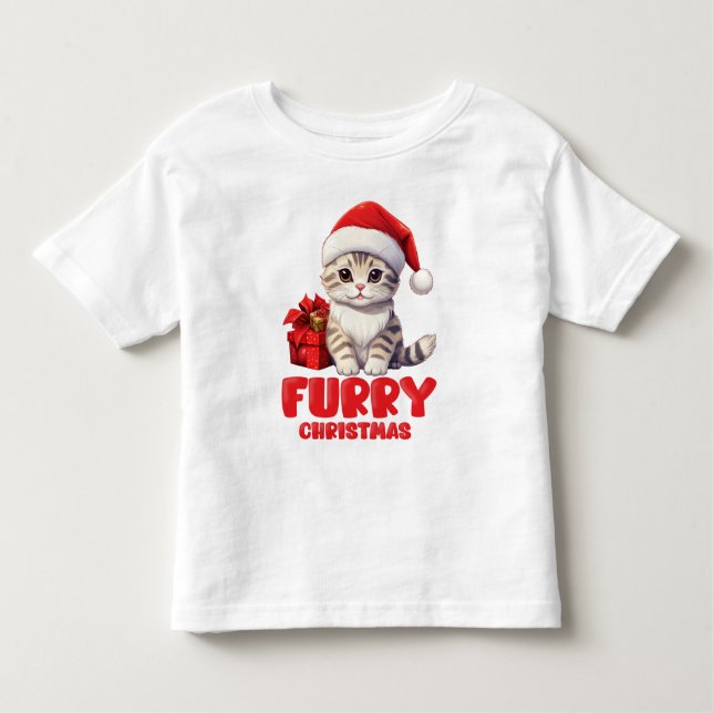 T-shirt Pour Les Tous Petits Cute Furry conception chaton de Noël (Devant)