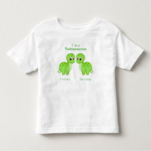 T-shirt Pour Les Tous Petits Cute Green Baby Dinosaur Twins Personnalisés