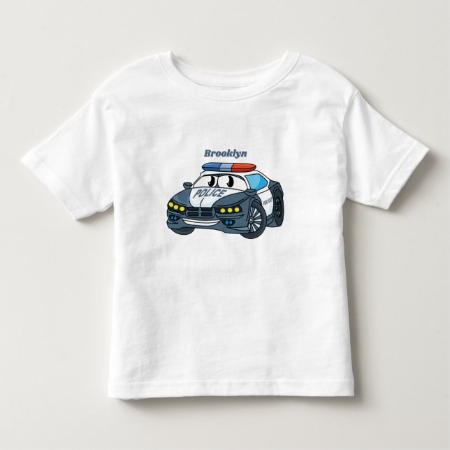 T-shirt Pour Les Tous Petits Cute happy police car cartoon illustration (Devant)
