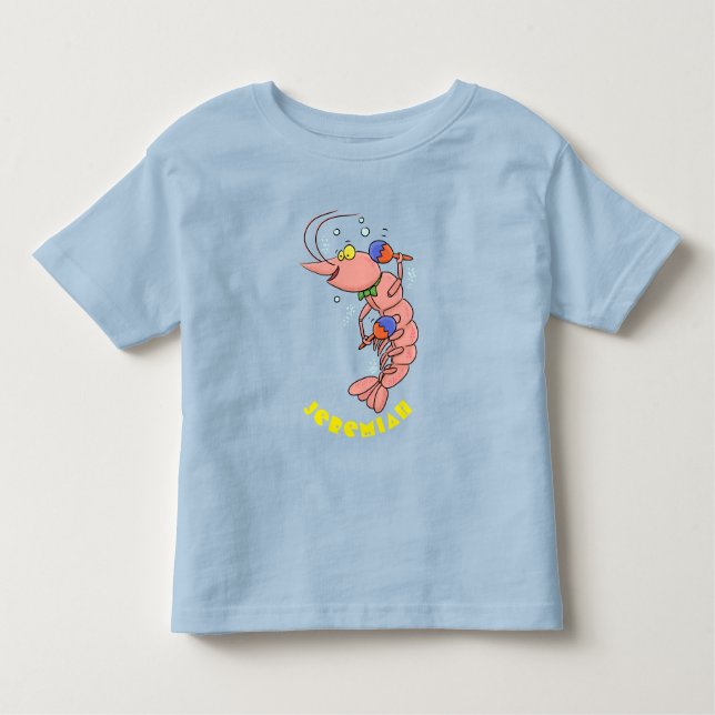 T-shirt Pour Les Tous Petits Cute happy shrimp, dessin animé de crevettes (Devant)