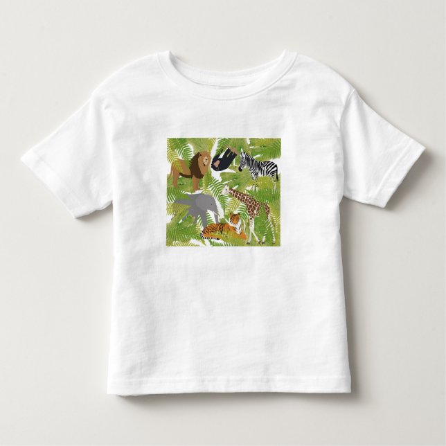 T-shirt Pour Les Tous Petits Cute Jungle Animaux Safari Garçon | Fille (Devant)