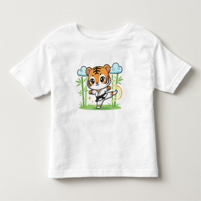 T-shirt Pour Les Tous Petits Cute Karate Tiger Kids Design (Devant)