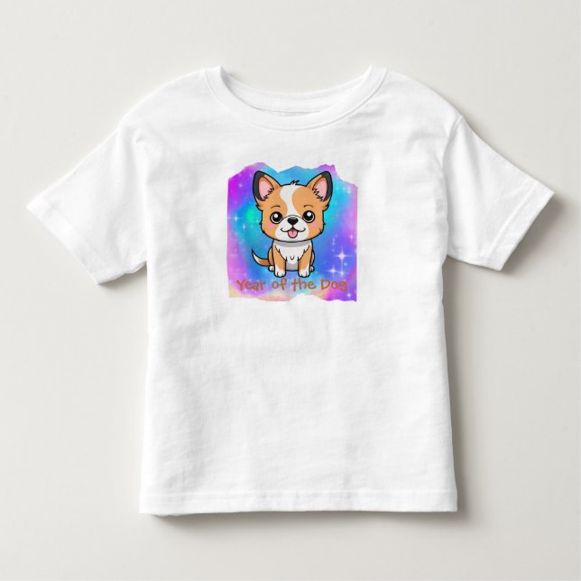 T-shirt Pour Les Tous Petits Cute Kawaii Chinese Zodiac Année du chien | (Devant)