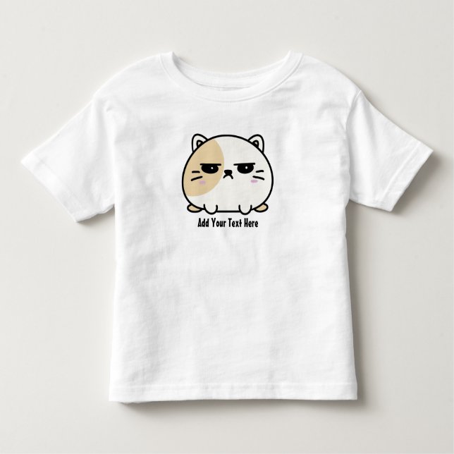 T-shirt Pour Les Tous Petits Cute Kawaii Chubby Angry Mochi Chat (Devant)